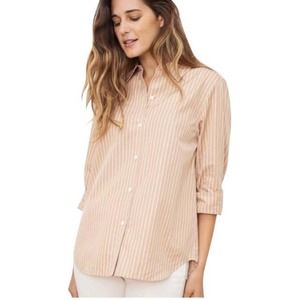 Jenni Kayne | Classic Canyon Striped Button Down Tan White Long Sleeve Top XS